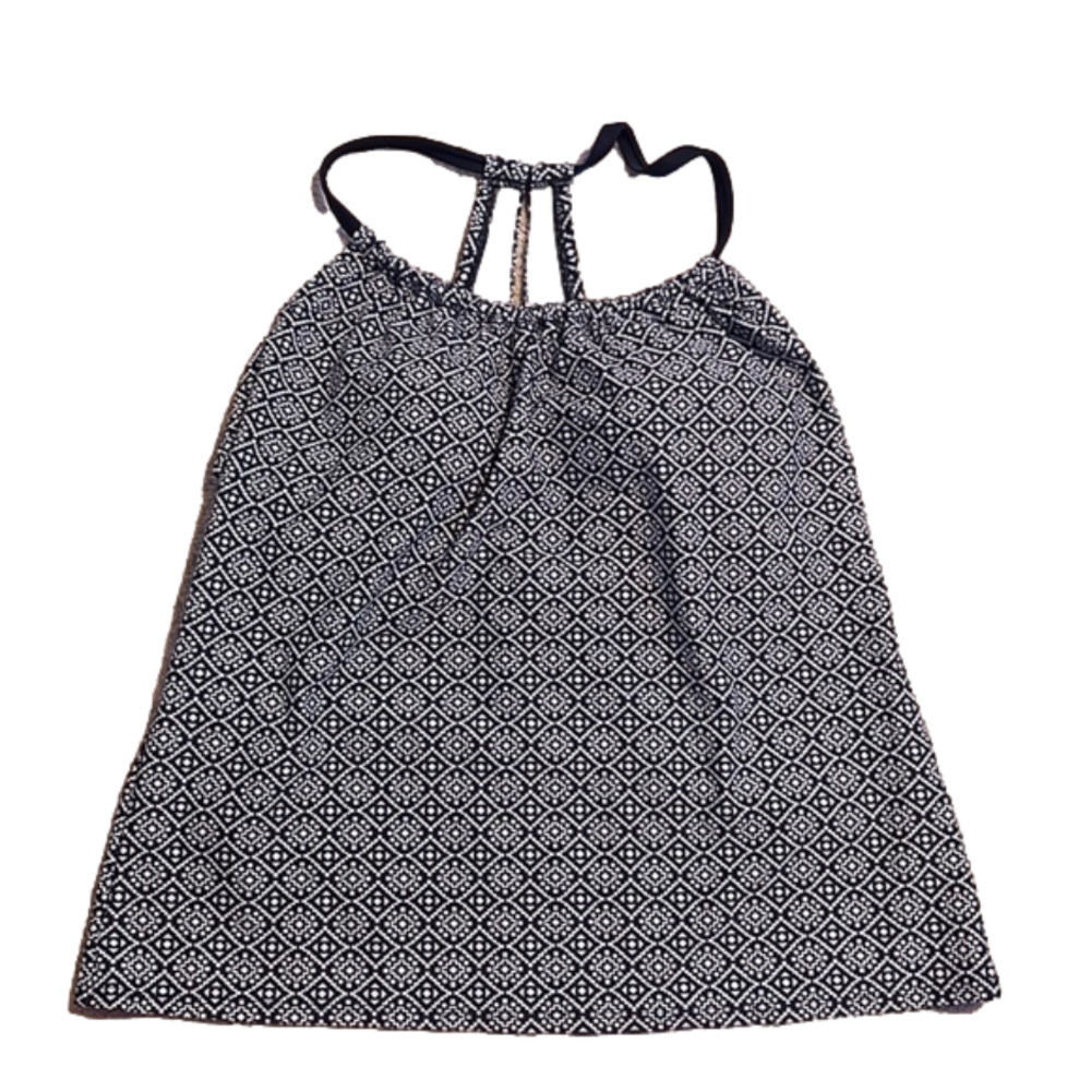 𝅺NAVY and white patterned halter top tankini padded top